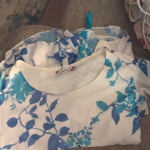 Blue l, Aqua and White Dress